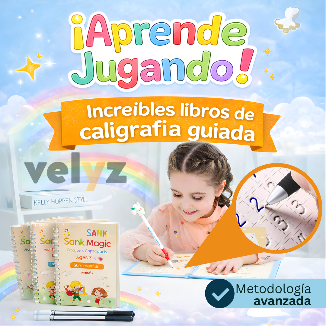 Libro de caligrafía guiada Para niños  set  x 4 "SANK MAGIC 1"