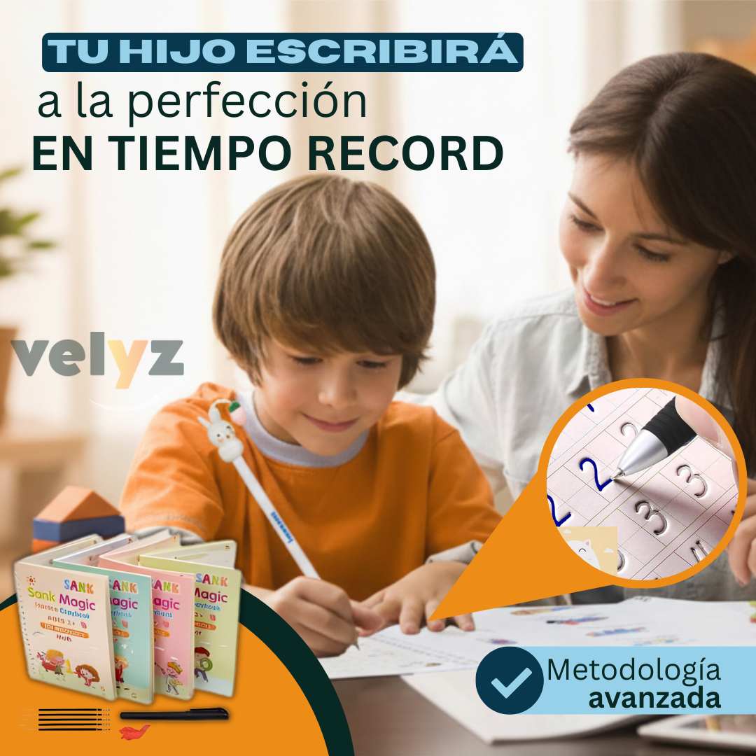 Libro de caligrafía guiada Para niños  set  x 4 "SANK MAGIC 1"